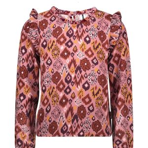B.Nosy Meisjes blouse roze - Philou - Pleasant AOP