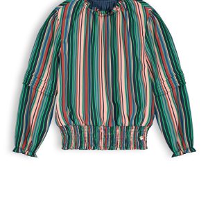 NoNo Meisjes blouse gestreept - Taya - Navy blauw