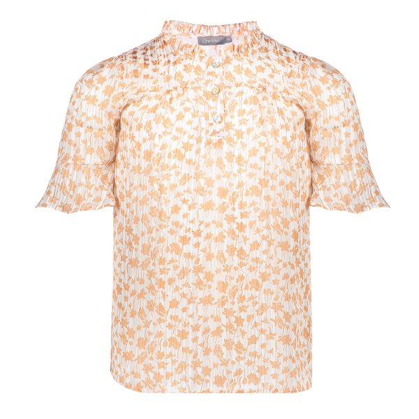 Geisha Meisjes top AOP - Off white / Abrikoos / Zilver