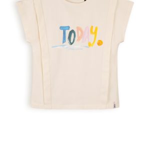 NoNo Meisjes t-shirt print - Kiam - Pearled ivoor wit