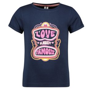 B.Nosy Meisjes t-shirt met print - Felice - Navy blauw