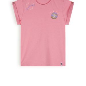NoNo Meisjes t-shirt basic - Kiki - Strawberry roze