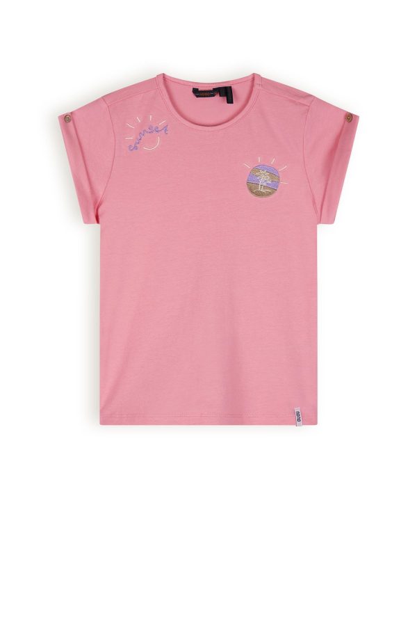 NoNo Meisjes t-shirt basic - Kiki - Strawberry roze