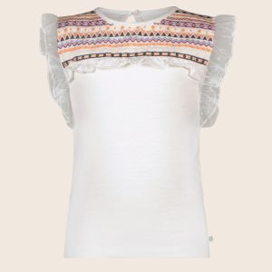 Like Flo Meisjes t-shirt slub fancy mesh