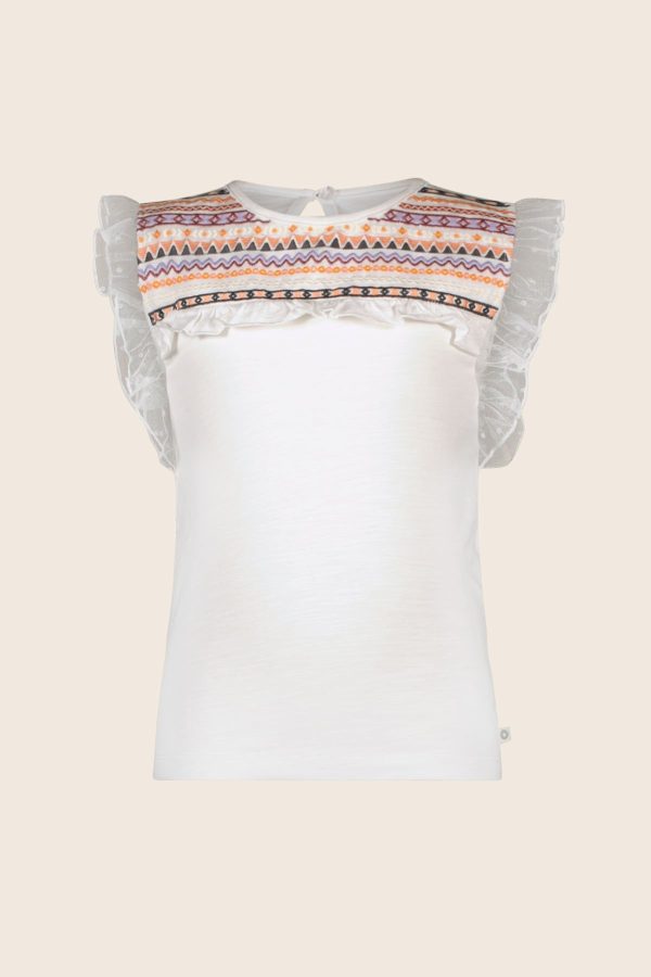 Like Flo Meisjes t-shirt slub fancy mesh