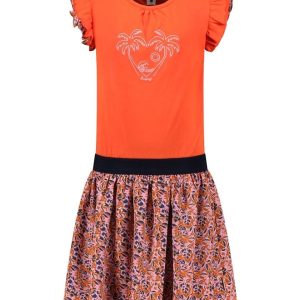B.Nosy Meisjes jurk - Stevie - Orange glo
