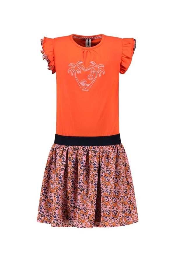 B.Nosy Meisjes jurk - Stevie - Orange glo