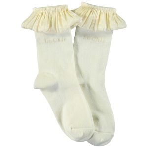 Le Chic Meisjes sokken met tule - Raven - Off wit