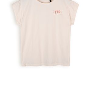 NoBell Meisjes t-shirt met knoop - Kasis - Pearled ivoor wit