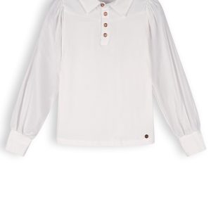 NoNo Meisjes shirt met kraag - Kemmy - Sneeuw wit