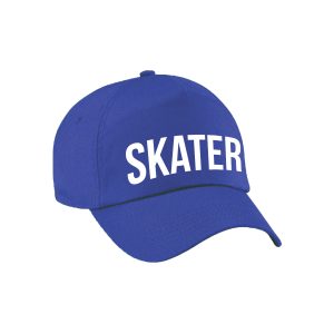 Skater tekst - baseballcap - petje - blauw - voor kinderen