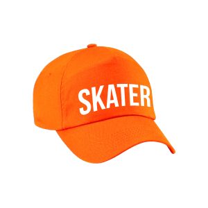 Skater tekst - baseballcap - petje - oranje - voor kinderen