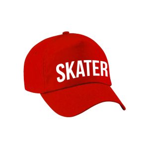 Skater tekst - baseballcap - petje - rood - voor kinderen