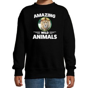 Sweater lions are serious cool zwart kinderen - leeuwen/ leeuw trui