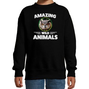 Sweater owls are serious cool zwart kinderen - uilen/ uil trui
