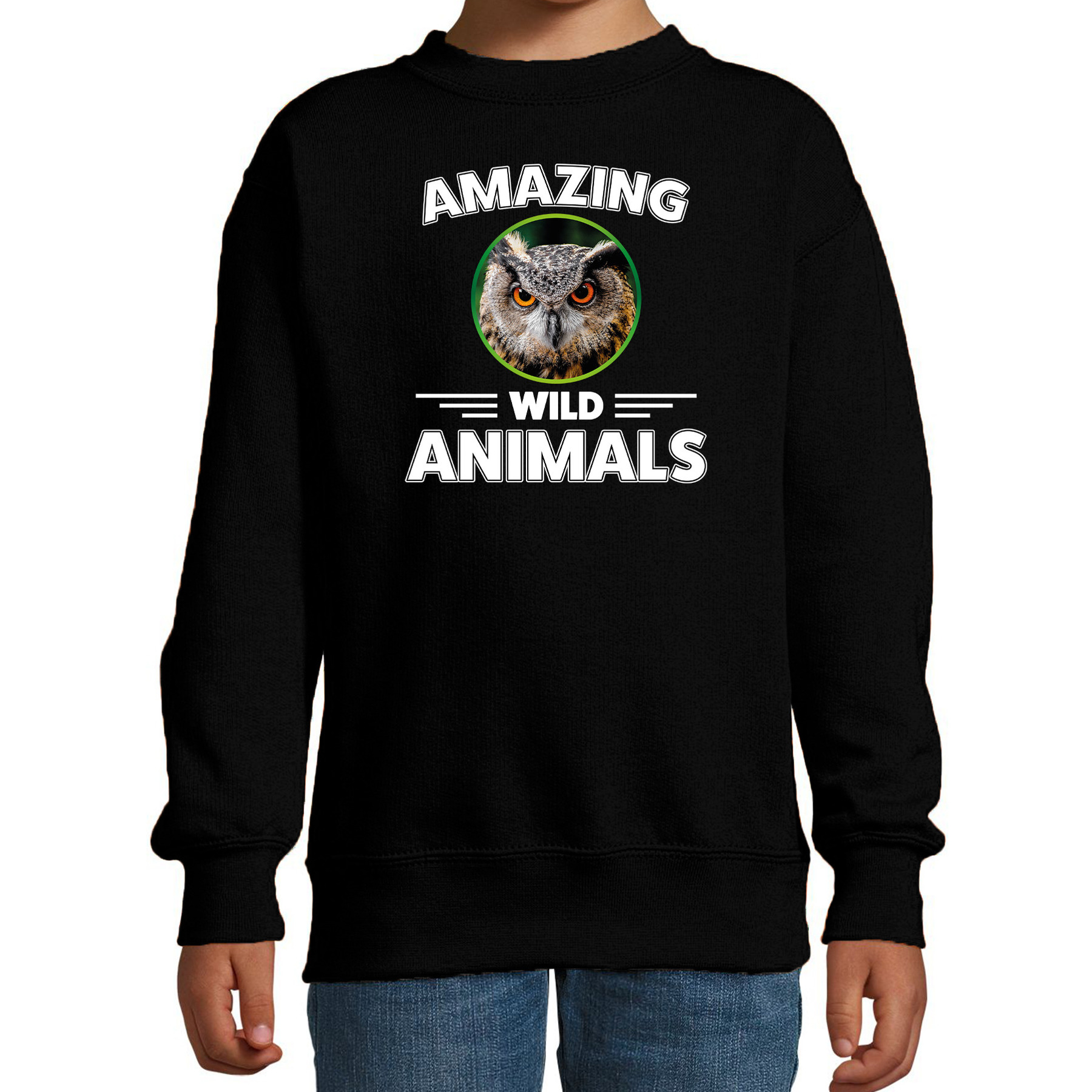 Sweater owls are serious cool zwart kinderen - uilen/ uil trui 1 Sweater owls are serious cool zwart kinderen - uilen/ uil trui