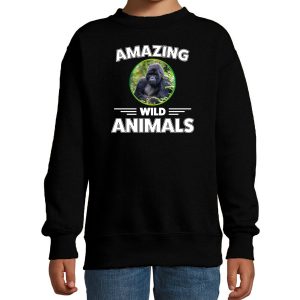 Sweater gorilla monkeys are serious cool zwart kinderen - gorilla apen/ gorilla trui