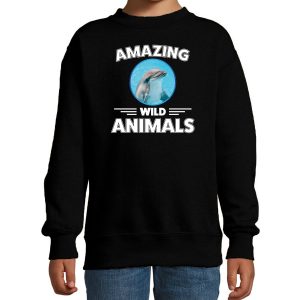 Sweater dolphines are serious cool zwart kinderen - dolfijnen/ dolfijn trui