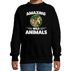 Sweater giraffe are serious cool zwart kinderen - giraffen/ giraffe trui