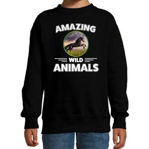 Sweater horses are serious cool zwart kinderen - paarden/ paard trui