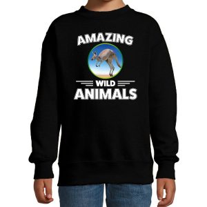 Sweater kangaroo are serious cool zwart kinderen - kangoeroes/ kangoeroe trui