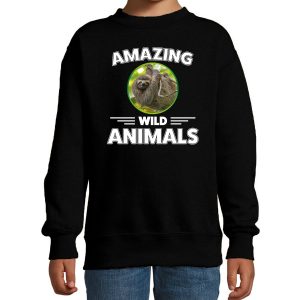 Sweater sloths are serious cool zwart kinderen - luiaarden/ luiaard trui