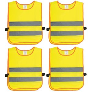 Veiligheidsvest fluorescerend geel - 4x - kinderen - Reflecterend