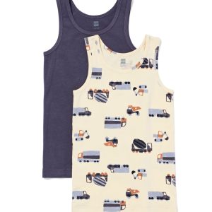 HEMA HEMA Kinderhemden Auto - 2 Stuks Gebroken Wit (gebroken wit)