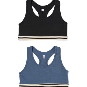 HEMA HEMA Kinder Croptops Stretch Katoen - 2 Stuks Zwart (zwart)