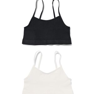 HEMA HEMA Kindertops Naadloos Rib - 2 Stuks Wit (wit)