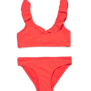 HEMA HEMA Kinderbikini Rib Koraal (koraal)