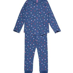 HEMA HEMA Kinderpyjama Rib Hartjes Donkerblauw (donkerblauw)