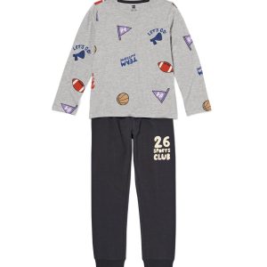 HEMA HEMA Kinderpyjama Sport Grijsmelange (grijsmelange)