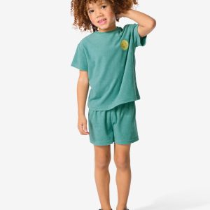 HEMA HEMA Kinder Shortama Badstof Groen (groen)