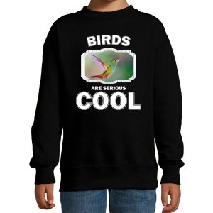 Sweater birds are serious cool zwart kinderen - vogels/ kolibrie vogel trui