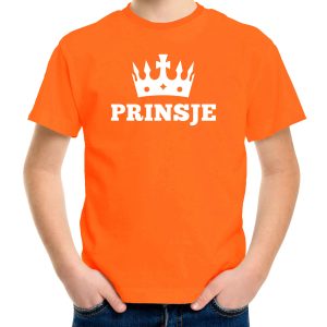 Oranje Prinsje met kroon t-shirt jongens - Oranje Koningsdag kleding