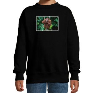 Dieren sweater met apen foto zwart voor kinderen - Orang Oetan aap cadeau trui
