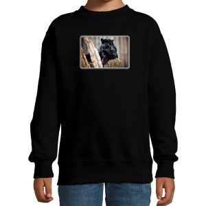 Dieren sweater met panters foto zwart voor kinderen - panter cadeau trui