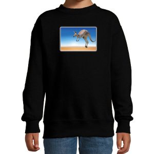 Dieren sweater met kangoeroes foto zwart voor kinderen - kangoeroe cadeau trui