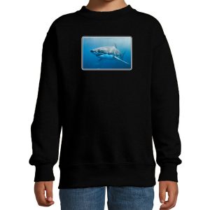 Dieren sweater met haaien foto zwart voor kinderen - haai cadeau trui