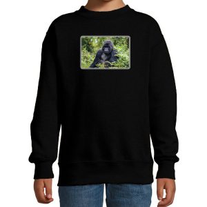 Dieren sweater met apen foto zwart voor kinderen - Gorilla aap cadeau trui
