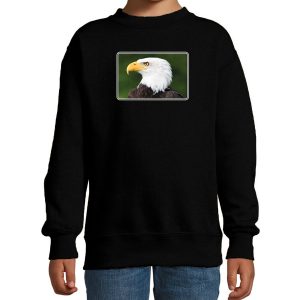 Dieren sweater met arenden foto zwart voor kinderen - zeearend vogel cadeau trui