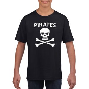 Piraten verkleed t shirt - zwart - jongens en meisjes - Piraten kostuum - kinderen - Verkleedkleding