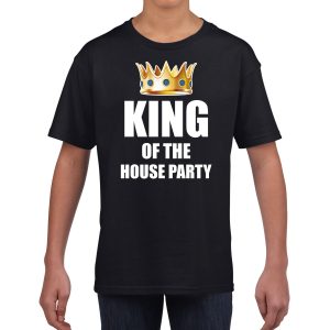 King of the house party t-shirt zwart voor kinderen / jongens - Woningsdag / Koningsdag - thuisblijvers / lui dagje / relax shirtje