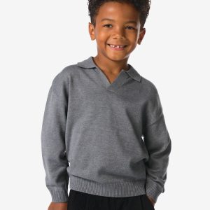 HEMA HEMA Kindertrui Fijngebreid Donkergrijs (donkergrijs)