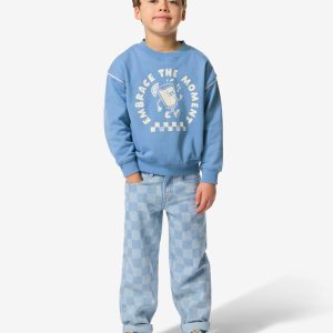 HEMA HEMA Kinderjeans Straight Fit Blokken Lichtblauw (lichtblauw)