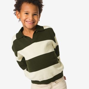 HEMA HEMA Kindertrui Fijngebreid Strepen Donkergrijs (donkergrijs)