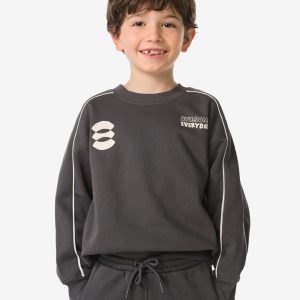 HEMA HEMA Kindertrui Sweatstof Tekst Donkergrijs (donkergrijs)