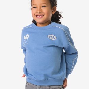 HEMA HEMA Kindertrui Sweatstof Tekst Blauw (blauw)