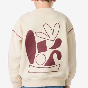 HEMA HEMA Kindertrui Sweatstof Print Ecru (ecru)